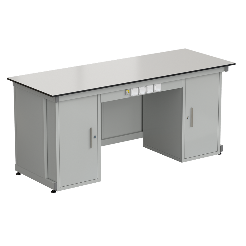 56.0573.00.08 Стол демонстрационный с двумя напольными тумбами, с электрикой 2000х750х900, раб. поверхность - LABGRADE