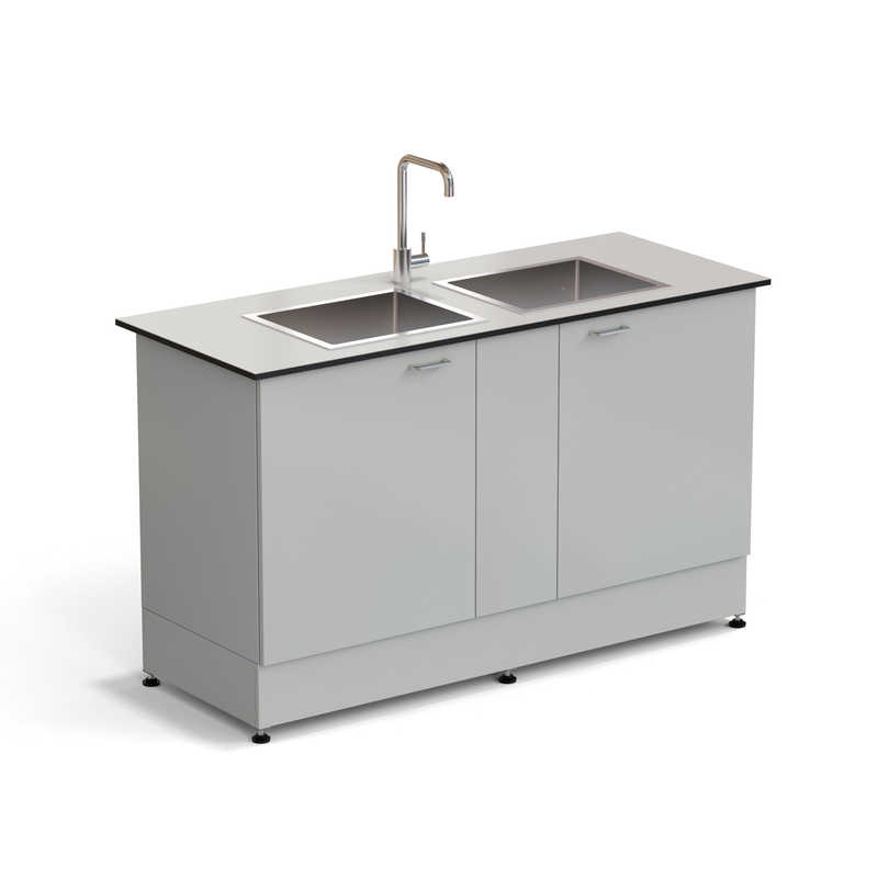 77.0074.10.38 Стол-мойка ЭКРОС 1500х600х900 мм, две чаши нержавеющая сталь, раб. поверхность - LABGRADE